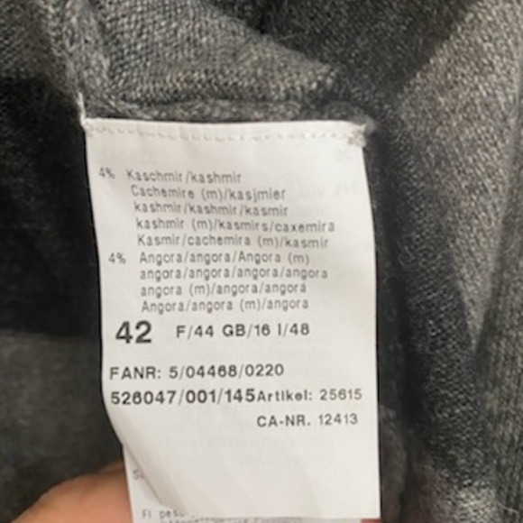 Basler stripe gray black cardigan 42 US 10 Waterfall draped cashmere Angora wool - Picture 6 of 8